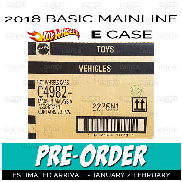 Factory Sealed case of 72 - 2017 Hot Wheels Basic Mainline E Case assortment C4982 by Mattel.