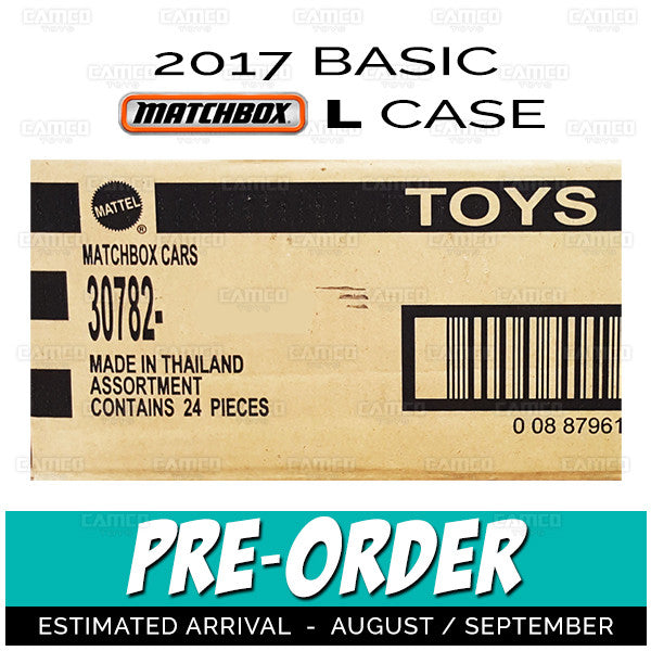 (Pre-Order) Factory Sealed case of 24 - 2017 Matchbox Basic L case assortment 30782 by Mattel.