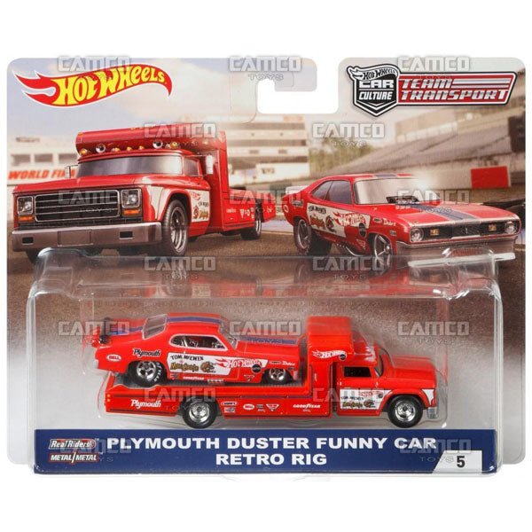 Plymouth Duster Funny Car Retro Rig - 2018 Hot Wheels Car Culture Team Transport B Case Assortment FLF56-956B by Mattel.