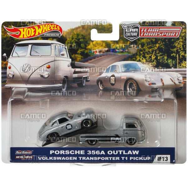 Porsche 356A Outlaw Volkswagen Transporter T1 Pickup (Momo) - 2019 Hot Wheels Car Culture Team Transport E Case Assortment FLF56-956E by Mattel.