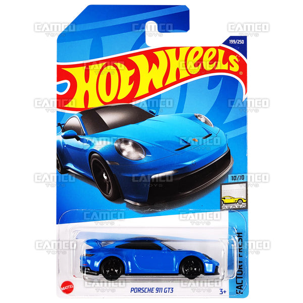 Porsche 911 GT3 #199 blue - Factory Fresh - 2022 Hot Wheels Basic Mainline 1:64 Case Assortment C4982 by Mattel.