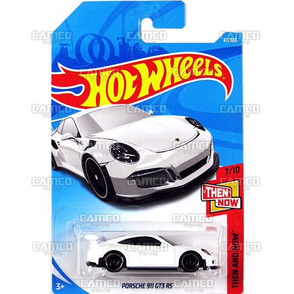 Porsche 911 GT3 RS #47 white (Then and Now) - 2018 Hot Wheels Basic Mainline B Case Assortment C4982 by Mattel.