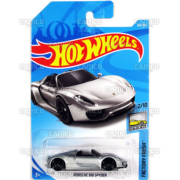 Porsche 918 Spyder #184 silver - 2018 Hot Wheels Basic Mainline H Case Assortment C4982 by Mattel.