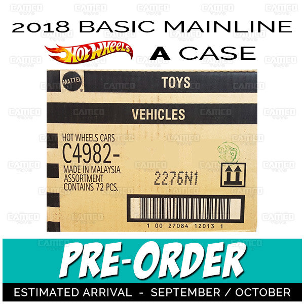Factory Sealed case of 72 cars - 2017 Hot Wheels Basic Mainline A Case assortment C4982 by Mattel.