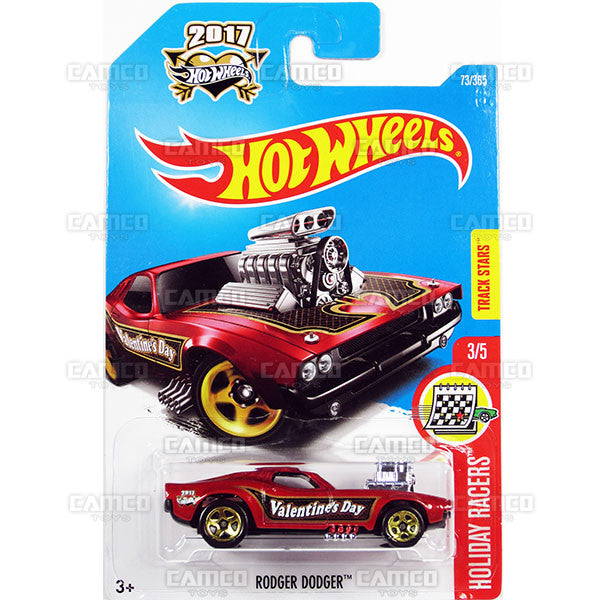 Rodger Dodger #73 red (Holiday Racers) - from 2017 Hot Wheels basic mainline D case Worldwide assortment C4982 by Mattel.