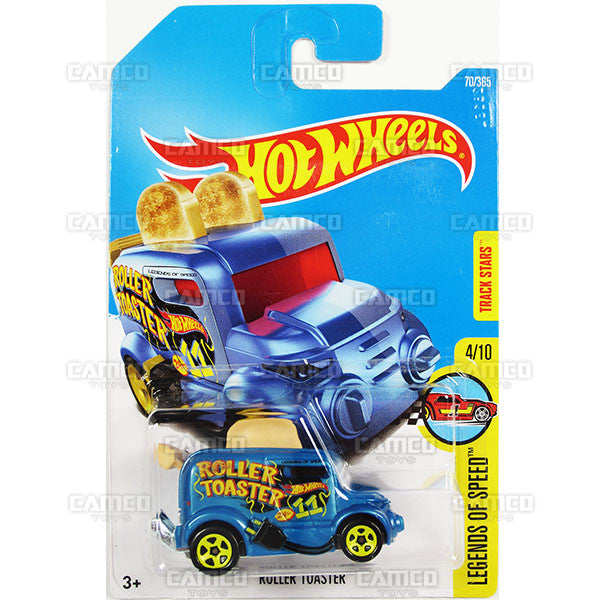 Roller Toaster #70 (DTX14) blue (Track Stars) - Legends of Speed - 2017 Hot Wheels basic mainline D case Worldwide 1:64 Die-cast assortment C4982 by Mattel.