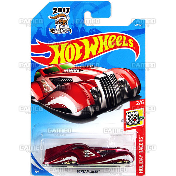 Screamliner #51 red (Holiday Racers) - 2018 Hot Wheels Basic Mainline C Case Assortment C4982 by Mattel.