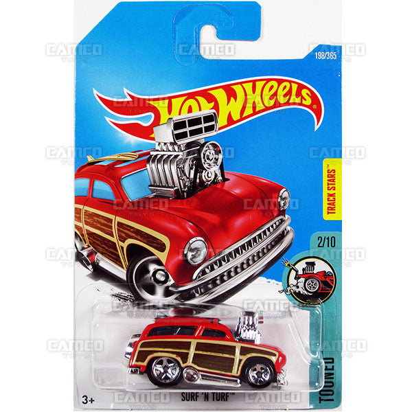 Surf N Turf #198 red (Tooned) - 2017 Hot Wheels basic mainline J case Worldwide assortment C4982 by Mattel