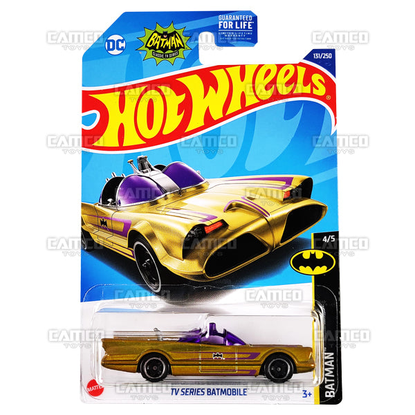 TV Series Batmobile #131 gold - Batman Classic TV Series - 2022 Hot Wheels Basic Mainline 1:64 Die-Cast Case Assortment L2593 by Mattel.
