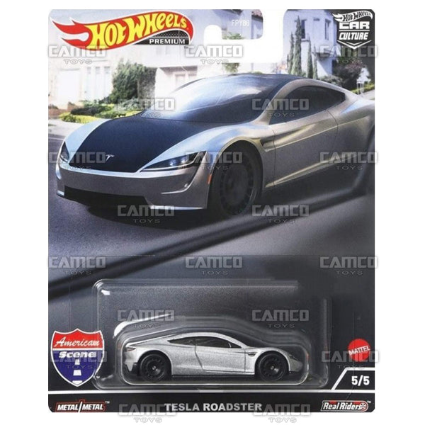 Tesla Roadster - 2022 Hot Wheels Car Culture AMERICAN SCENE Case J Assortment FPY86-957J by Mattel