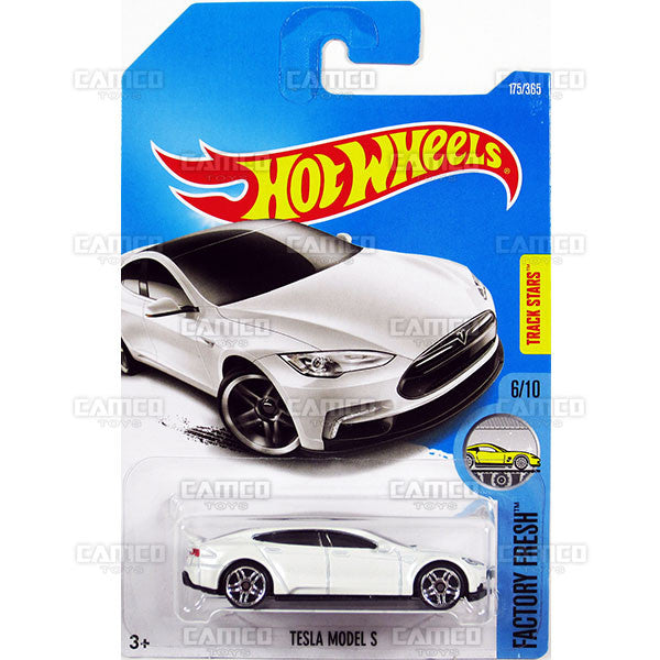 Tesla Model S #175 white (Factory Fresh) - 2017 Hot Wheels basic mainline H case Worldwide assortment C4982 by Mattel