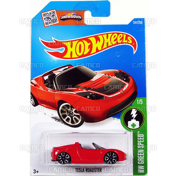 Tesla Roadster #241 red (HW Green Speed) - from 2016 Hot Wheels Basic A Case Worldwide Assortment C4982 by Mattel.