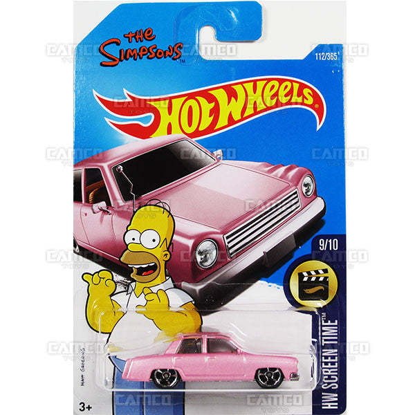 The Simpsons Family Car #112 pink (HW Screen Time) - from 2017 Hot Wheels basic mainline E case Worldwide assortment C4982 by Mattel.