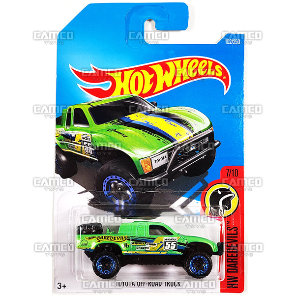 Toyota Off-Road Truck #152 green HW Daredevils - 2016 Hot Wheels Basic Mainline Assortment C4982 by Mattel.