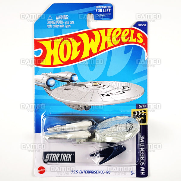 U.S.S. Enterprise NCC-1701 #80 white (Star Trek) - HW Screen Time - 2022 Hot Wheels Basic Mainline Case Assortment L2593 by Mattel.