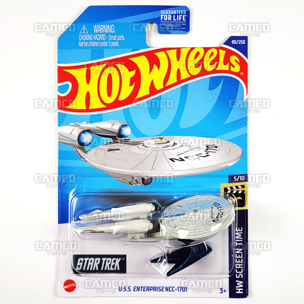 U.S.S. Enterprise NCC-1701 #80 white (Star Trek) - HW Screen Time - 2022 Hot Wheels Basic Mainline Case Assortment L2593 by Mattel.